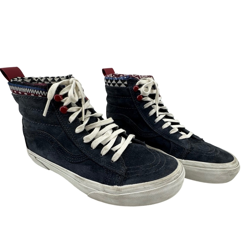 Vans Sk8-Hi‎ MTE Sneakers Women 7 Navy Blue Suede Geometric Tribal Skater Boho